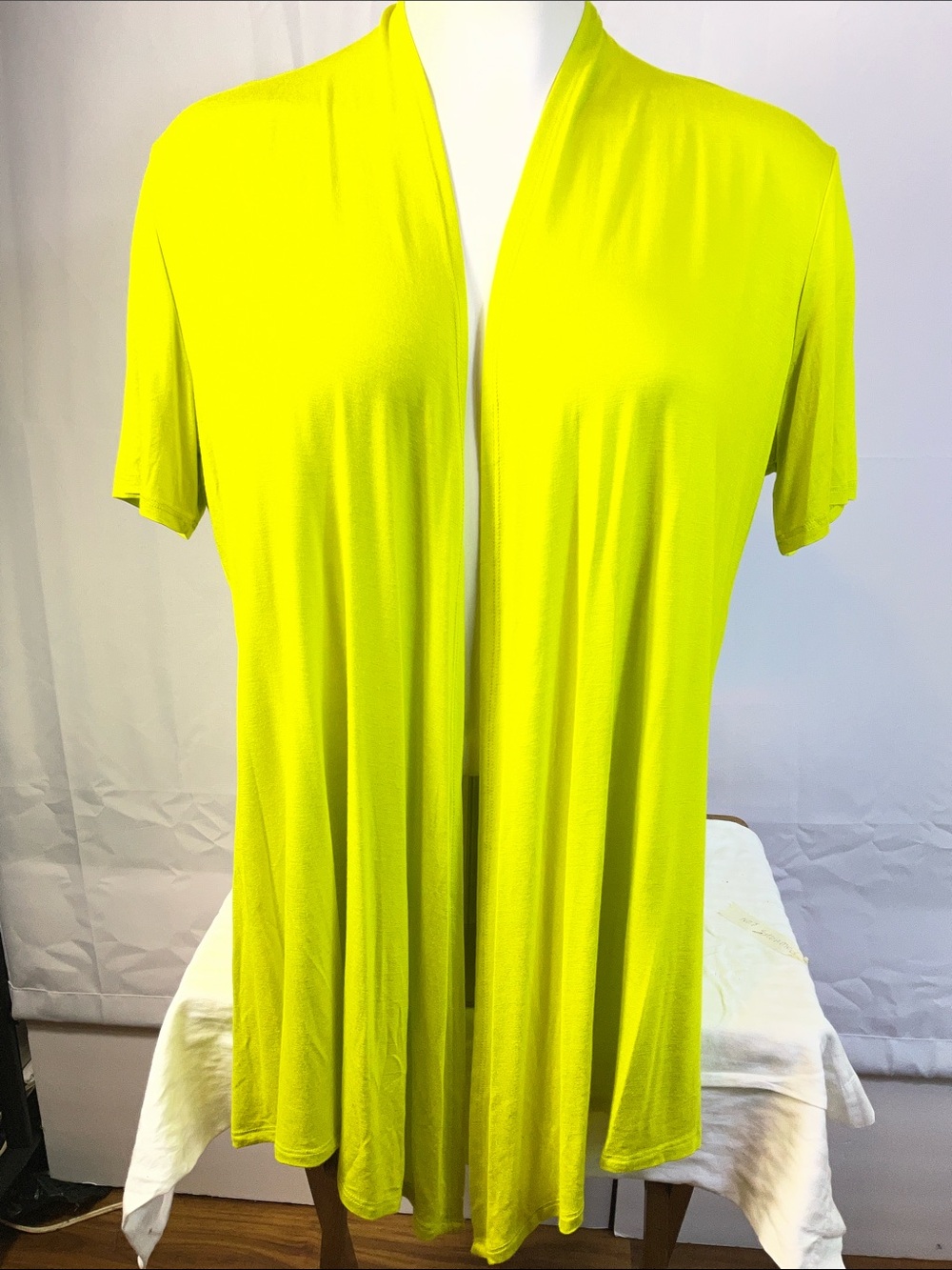 Luvage Lightweight Open Front Short Sleeve Lime Green Cardigan Size 6X New